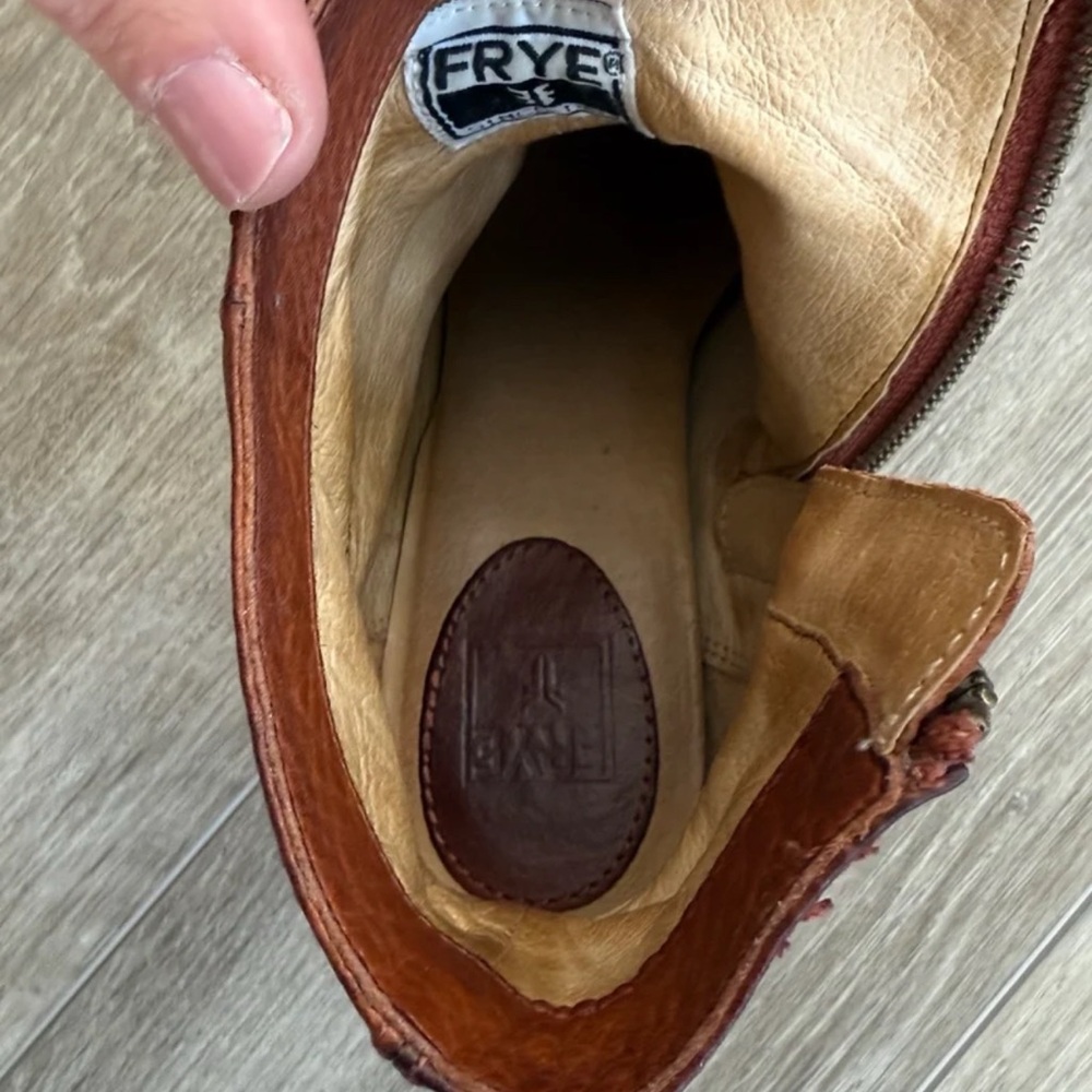 Frye Brown Leather Stella Ankle Boots Size 7.5 - Picture 9 of 10